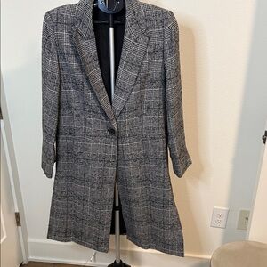 All Saints Black and Gray Checkered Coat